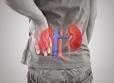 Man kidney failure, Renal failure against gray background